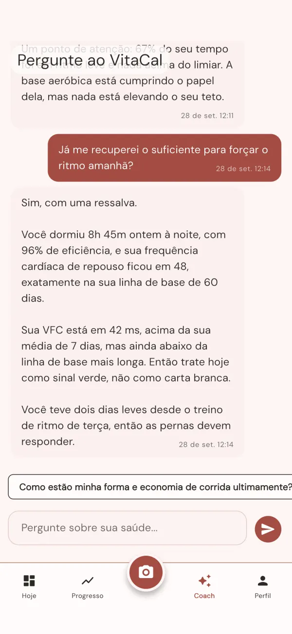 Pergunte ao VitaCal: resposta a uma pergunta sobre recuperação com base em dados sincronizados de sono e frequência cardíaca